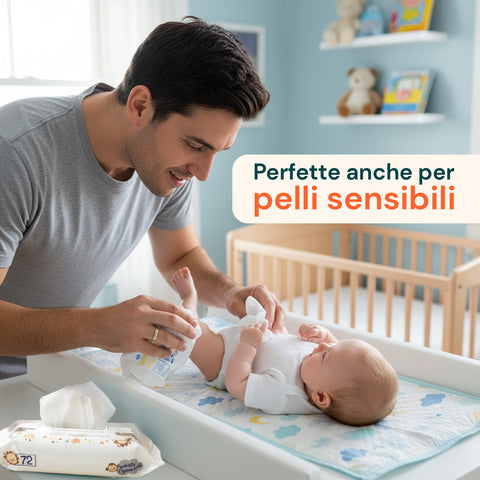 Salviettine Baby 72 / 864 pz – Morbide a Nido d’Ape Fragranza Latte d' Avena e Riso, Aloe o Crema al Talco