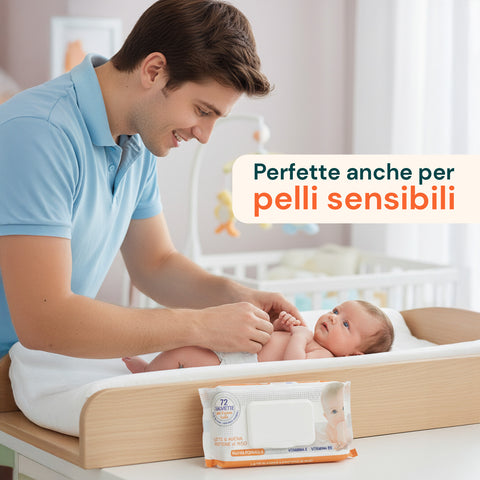 Salviettine Baby 72 / 864 pz – Morbide a Nido d’Ape Fragranza Latte d' Avena e Riso, Aloe o Crema al Talco