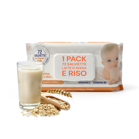 Salviettine Baby 72 / 864 pz – Morbide a Nido d’Ape Fragranza Latte d' Avena e Riso, Aloe o Crema al Talco