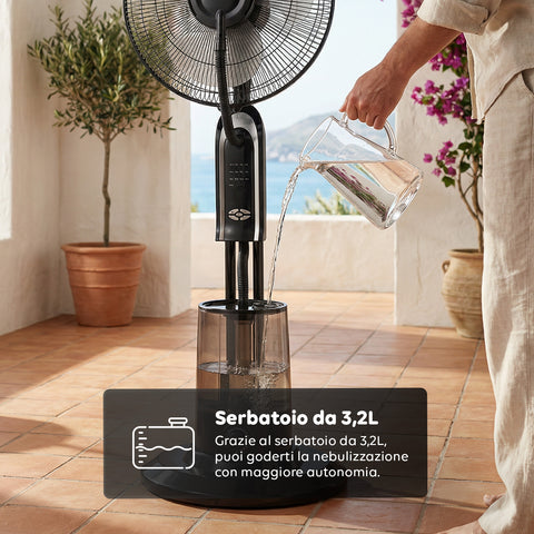 Ventilatore A Piantana Con Nebulizzatore 75W - 3 Velocità e Telecomando