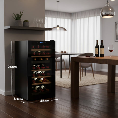 Cantinetta Vino Refrigerata Silenziosa con Display Led Touch e Mensole Cromate