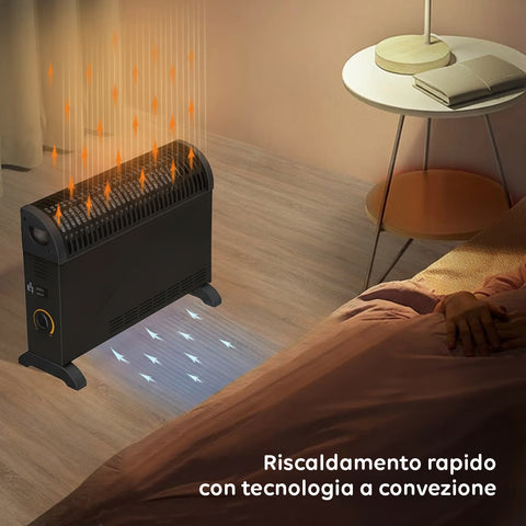 Termoconvettore Elettrico da Pavimento 2000w 57 x 20 x 40 cm Nero