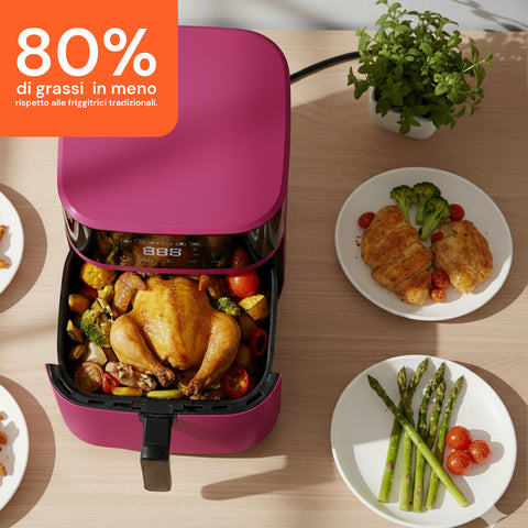 Friggitrice ad Aria 4,5L con Display LED Touch e 7 Programmi di Cottura 1800W