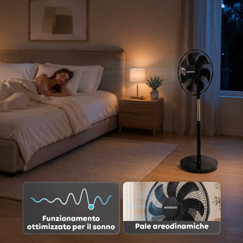 Ventilatore a Piantana 40W con  7 Pale, 3 Velocità, Altezza Regolabile 80-100cm