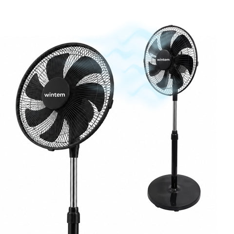 Ventilatore a Piantana 40W con  7 Pale in PP, 3 Velocità, Altezza Regolabile 80-100cm – Oscillazione Orizzontale 60° e Inclinazione 45°