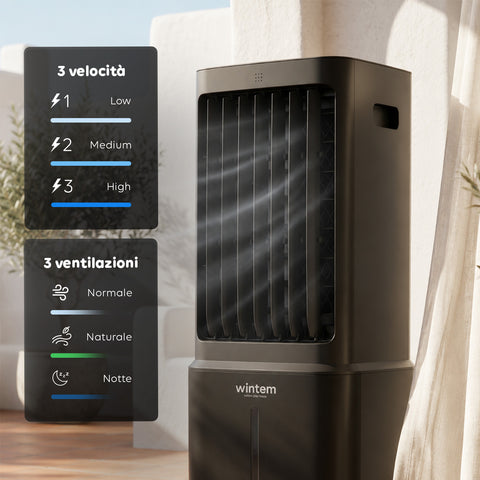 Raffrescatore Evaporativo 8,5L con Telecomando – Display LED Touch, 3 Velocità, Timer 7h e 80W