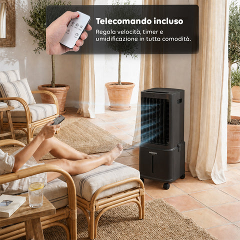 Raffrescatore Evaporativo 8,5L con Telecomando – Display LED Touch, 3 Velocità, Timer 7h e 80W