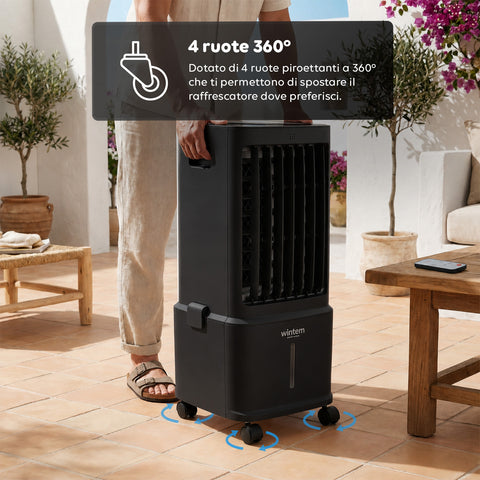 Raffrescatore Evaporativo 8,5L con Telecomando – Display LED Touch, 3 Velocità, Timer 7h e 80W