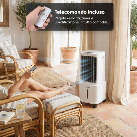 Raffrescatore Evaporativo 8,5L con Telecomando – Display LED Touch, 3 Velocità, Timer 7h e 80W
