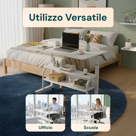 Scrivania Mobile Regolabile – Struttura in Ferro e Piano MDF 80×40 cm