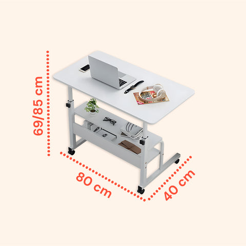 Scrivania Mobile Regolabile – Struttura in Ferro e Piano MDF 80×40 cm