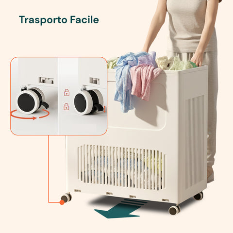 Cesto Portabiancheria con Coperchio e Ruote – Capienza 123L, Plastica