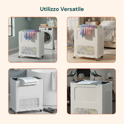 Cesto Portabiancheria con Coperchio e Ruote – Capienza 123L, Plastica