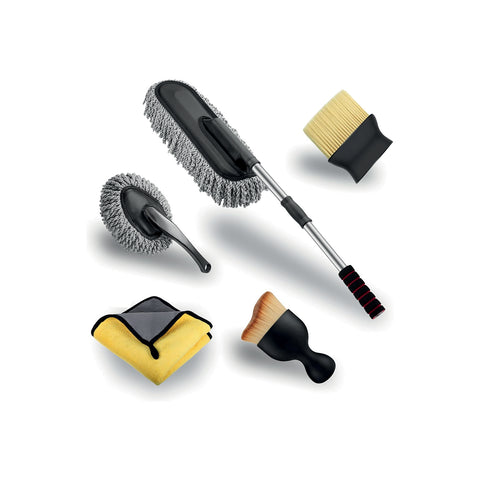 Kit Pulizia Completo 5 Pezzi – Spazzola, Pennelli e Panno in Microfibra