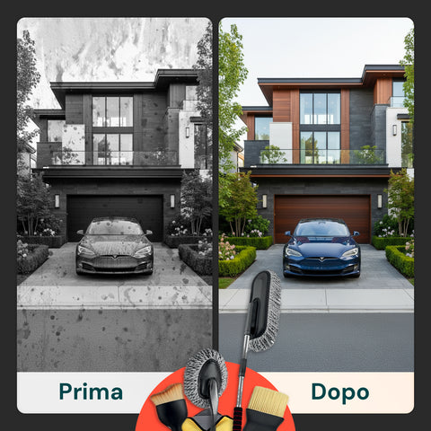 Kit Pulizia Completo 5 Pezzi – Spazzola, Pennelli e Panno in Microfibra