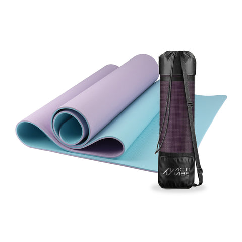 Tappetino yoga antiscivolo in TPE 6 mm, double face con tracolla
