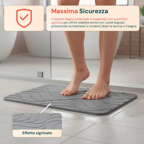 Tappetino Antiscivolo da Bagno in Pietra Diatomite – Igienico e Assorbente