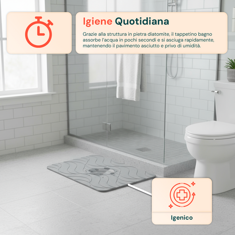 Tappetino Antiscivolo da Bagno in Pietra Diatomite – Igienico e Assorbente