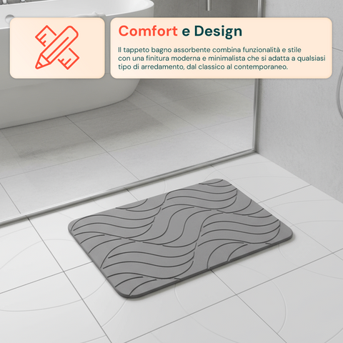 Tappetino Antiscivolo da Bagno in Pietra Diatomite – Igienico e Assorbente