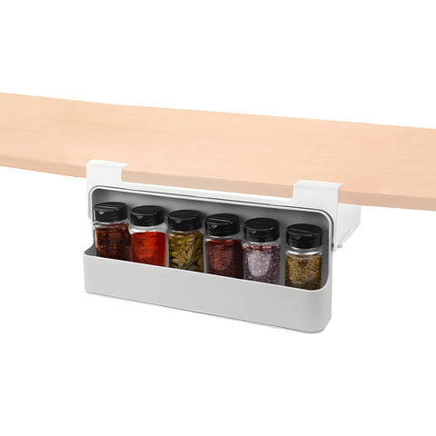 Organizer Cucina Portaspezie – Set 2 Mensole con 6 Barattoli in Vetro Inclusi