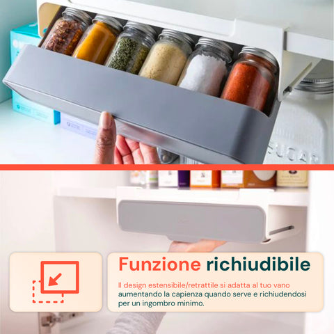 Organizer Cucina Portaspezie – Set 2 Mensole con 6 Barattoli in Vetro Inclusi