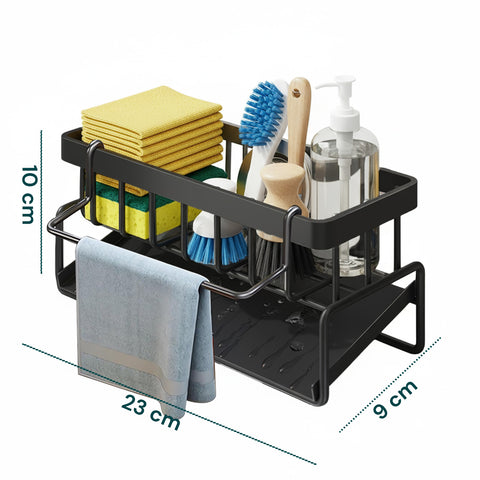 Porta Spugne e Detersivi in Acciaio Resistente con Scolo Integrato