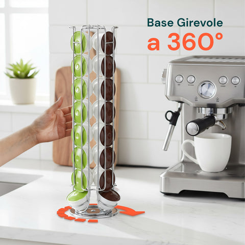 Espositore Capsule Caffè 32 Spazi Girevole Design Salvaspazio