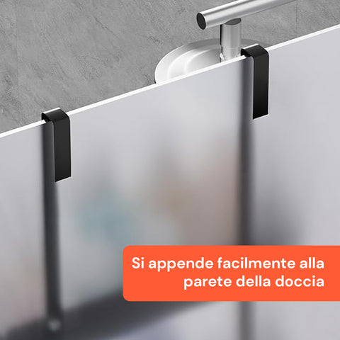 Mensola da Bagno AppendiDoccia Nero con 2 Ripiani e Ganci