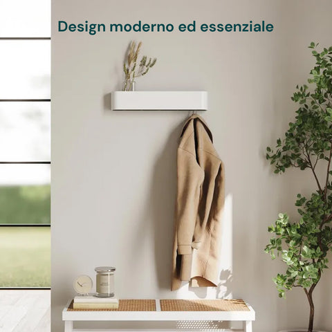 Appendiabiti da Muro Design Moderno con 4 Ganci a Scomparsa