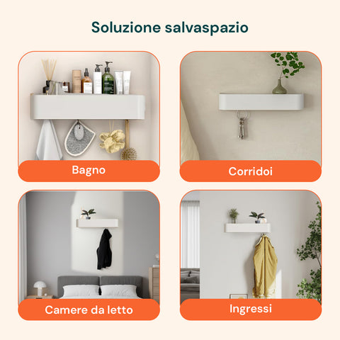 Appendiabiti da Muro Design Moderno con 4 Ganci a Scomparsa