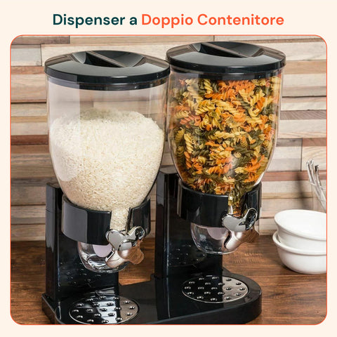 Dosatore per Corn Flakes Doppio 2x1,5L con Manopola – Ideale per la Colazione
