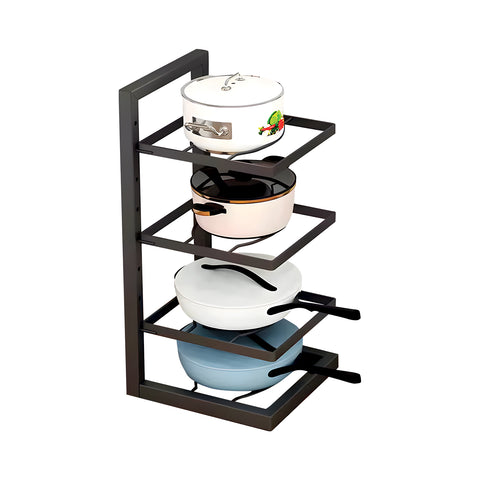 Organizer Cucina Salvaspazio con 4 Livelli Regolabili in Metallo Nero