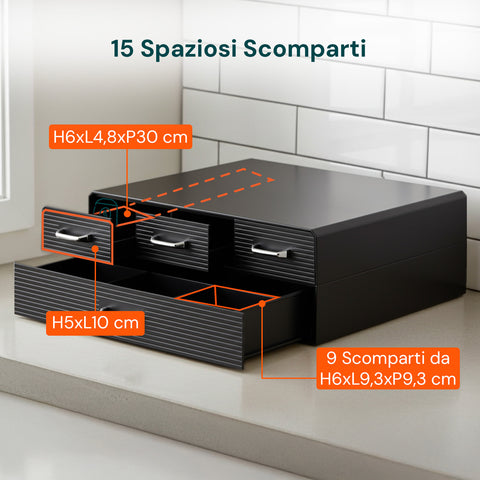 Organizer per Cialde e Capsule Caffè 4 Cassetti - Design Salvaspazio