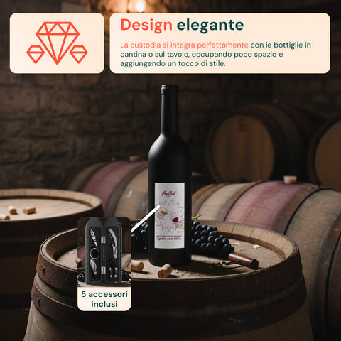 Set Sommelier a  Forma di Bottiglia con Cavatappi e Accessori