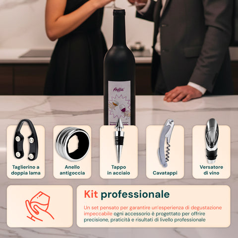 Set Sommelier a  Forma di Bottiglia con Cavatappi e Accessori