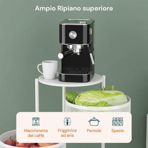 Carrello Multiuso Richiudibile con 3/4/5 Cestelli Rotondi/Quadrati e Ruote Salvaspazio Nero/Bianco