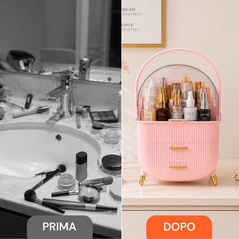 Porta Trucco Impermeabile con Maniglia Rotante e 3 Scomparti in Diverse Colorazioni
