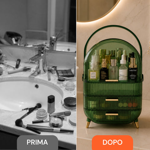 Porta Trucco Impermeabile con Maniglia Rotante e 3 Scomparti in Diverse Colorazioni