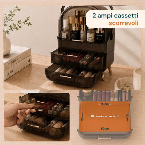 Porta Trucco Impermeabile con Maniglia Rotante e 3 Scomparti in Diverse Colorazioni
