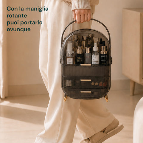 Porta Trucco Impermeabile con Maniglia Rotante e 3 Scomparti in Diverse Colorazioni