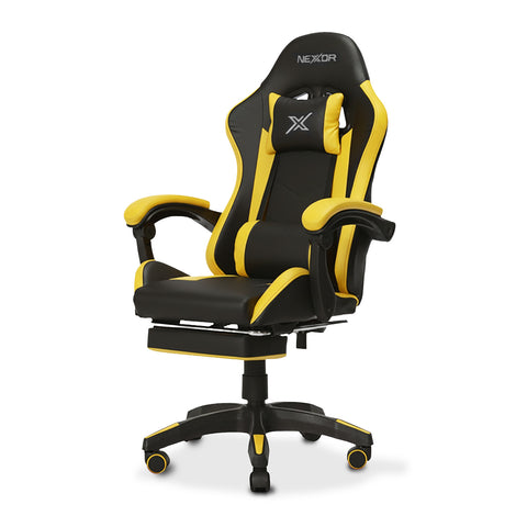 Sedia Gaming Reclinabile con Poggiapiedi Estraibile, Cuscino Lombare e Poggiatesta