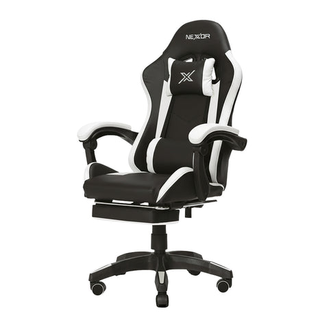 Sedia Gaming Reclinabile con Poggiapiedi Estraibile, Cuscino Lombare e Poggiatesta