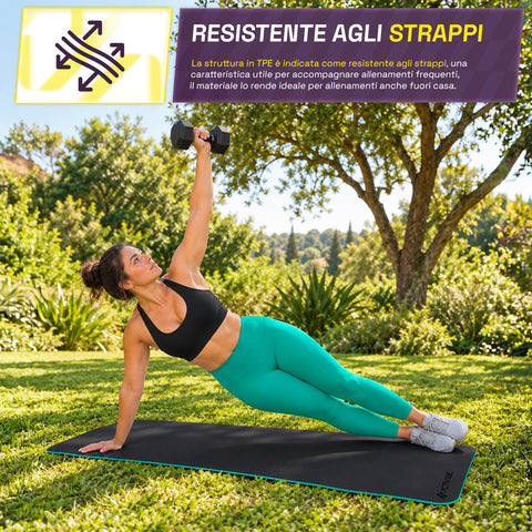 Tappetino yoga antiscivolo in TPE 6 mm, double face con tracolla