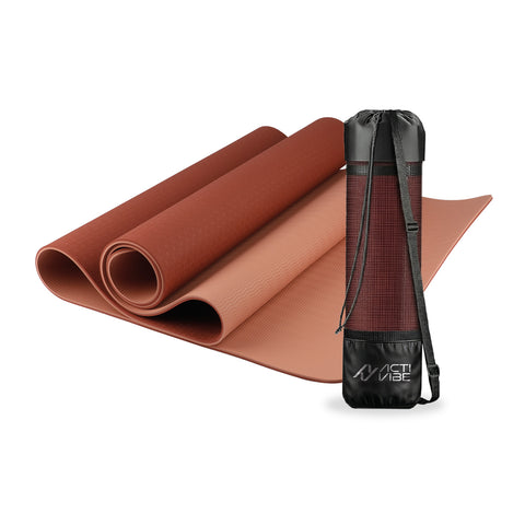 Tappetino yoga antiscivolo in TPE 6 mm, double face con tracolla