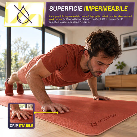 Tappetino yoga antiscivolo in TPE 6 mm, double face con tracolla