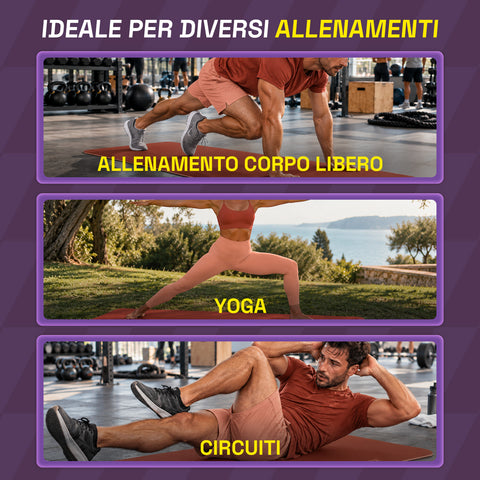 Tappetino yoga antiscivolo in TPE 6 mm, double face con tracolla