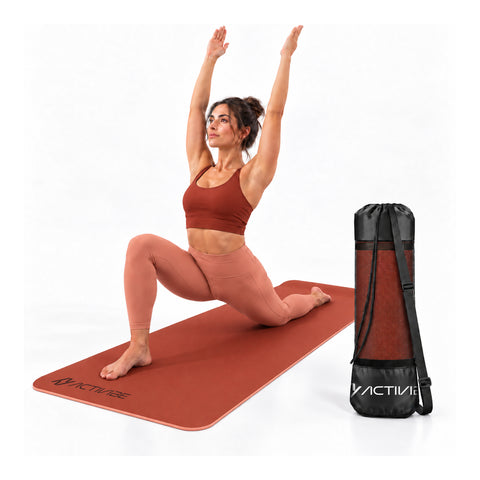 Tappetino yoga antiscivolo in TPE 6 mm, double face con tracolla