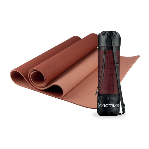 Tappetino yoga antiscivolo in TPE 6 mm, double face con tracolla
