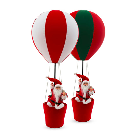 Decorazione Natalizia da Interno – Mongolfiera con Babbo Natale e Dettagli Festivi