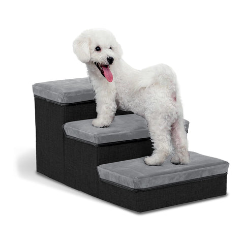 Scaletta per Animali Domestici – 3 Gradini Imbottiti e Pieghevoli con Contenitori